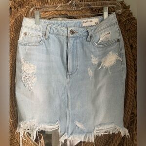 Anthropologie - Revolve Pistola Distressed Raw Hem Light Denim Skirt - Xs